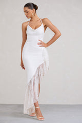 Ladyship | White Lace Asymmetric Ruffled Maxi Dress