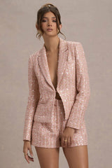 Marena | Pink Boucle Tailored Blazer