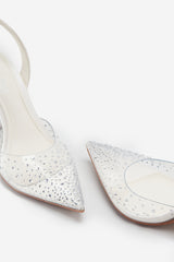Covergirl | Ivory Diamante Sling Back Pointed Heels