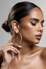 Bryony | Gold Diamante Hoop Earrings