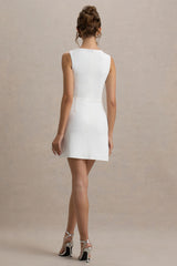 Kalina | White Mini Dress With Bow Detail
