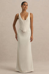 Morgan | Champagne Satin Corset Maxi Dress