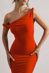 Lita | Orange Twisted Asymmetric Maxi Dress