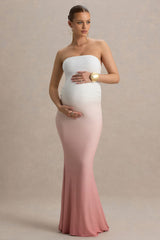 Sharnie | Pink Ombre Strapless Maternity Maxi Dress