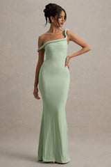 Lita | Light Green Twisted Asymmetric Maxi Dress
