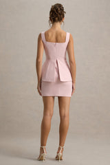 Maci | Pink Tailored Square-Neck Mini Dress