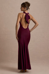 Amelita | Port Satin Cowl-Neck Maxi Dress