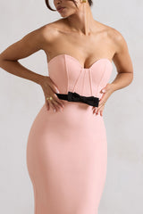 Albi | Pink Structured Strapless Corset Maxi Dress With Bow