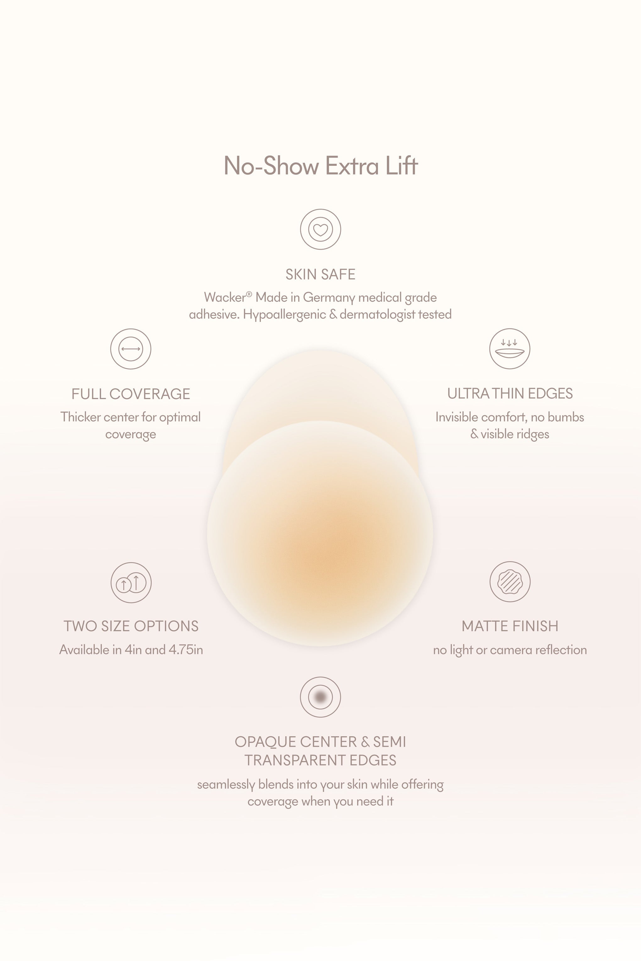No-Show Extra Lift | NOOD Lifting Nipple Covers 4 Inch No.9