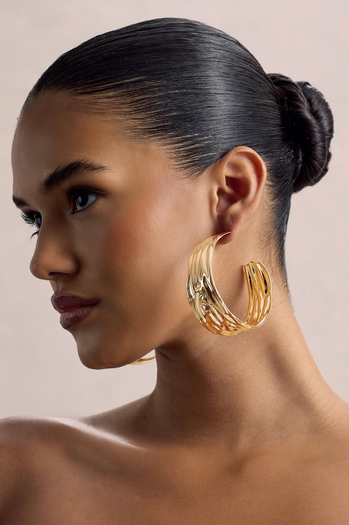 Thala | Gold Textured Hoop Earrings