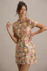 Eira | Pastel Floral Print Sequin Mini Dress