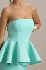 Louisiana | Mint Bandeau Peplum Maxi Dress