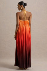 Anacapri | Orange Ombre Halter-Neck Backless Maxi Dress